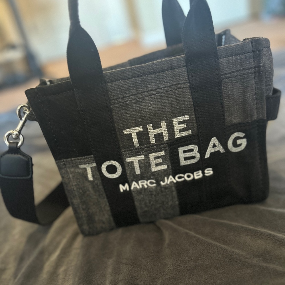 Marc Jacobs Black and grey Denim Small Tote  Bag